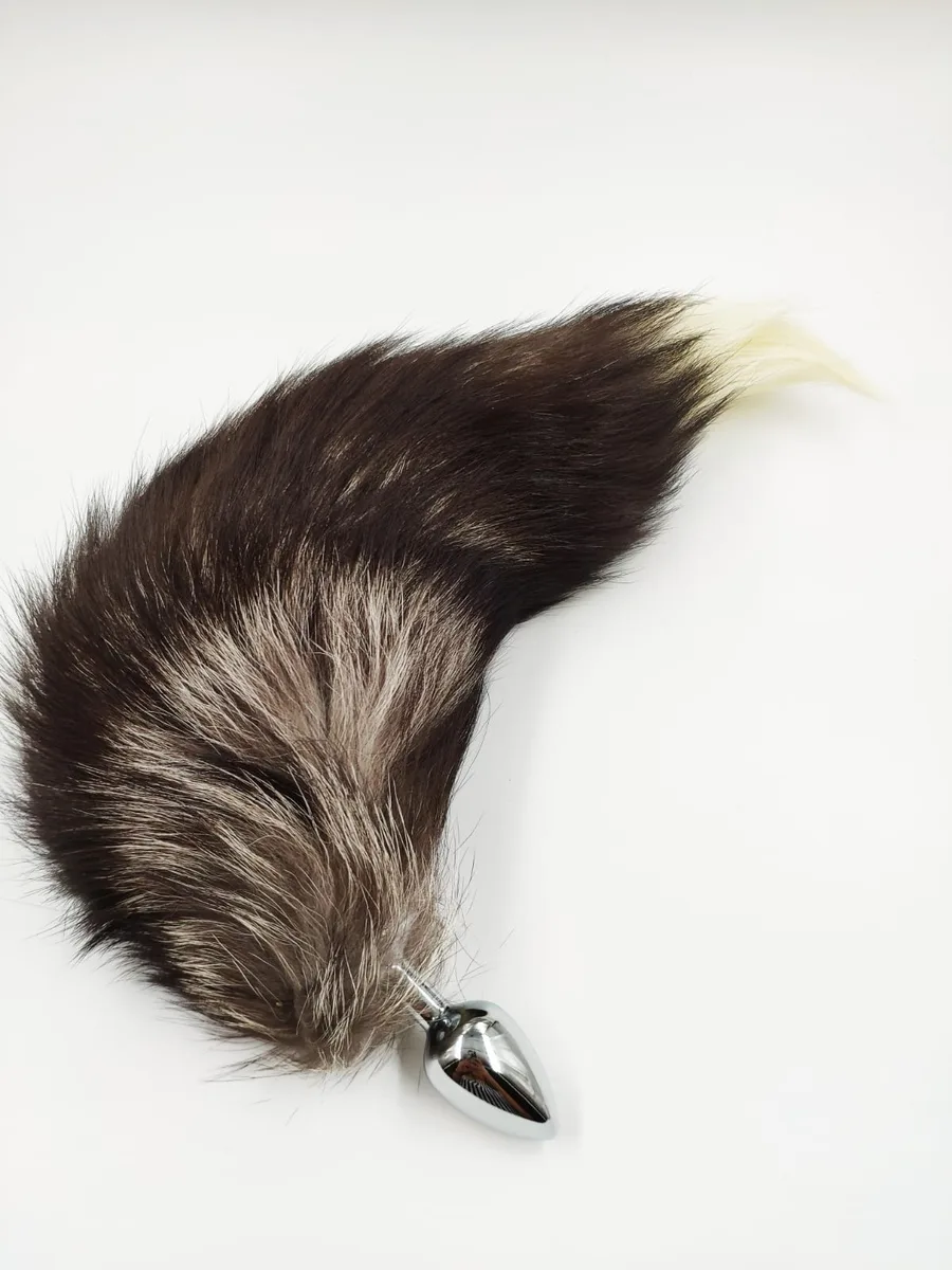 Хвост длинный серый S ,металл