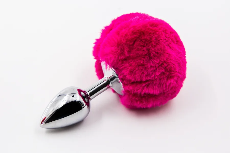 Хвост зая S металл розовый