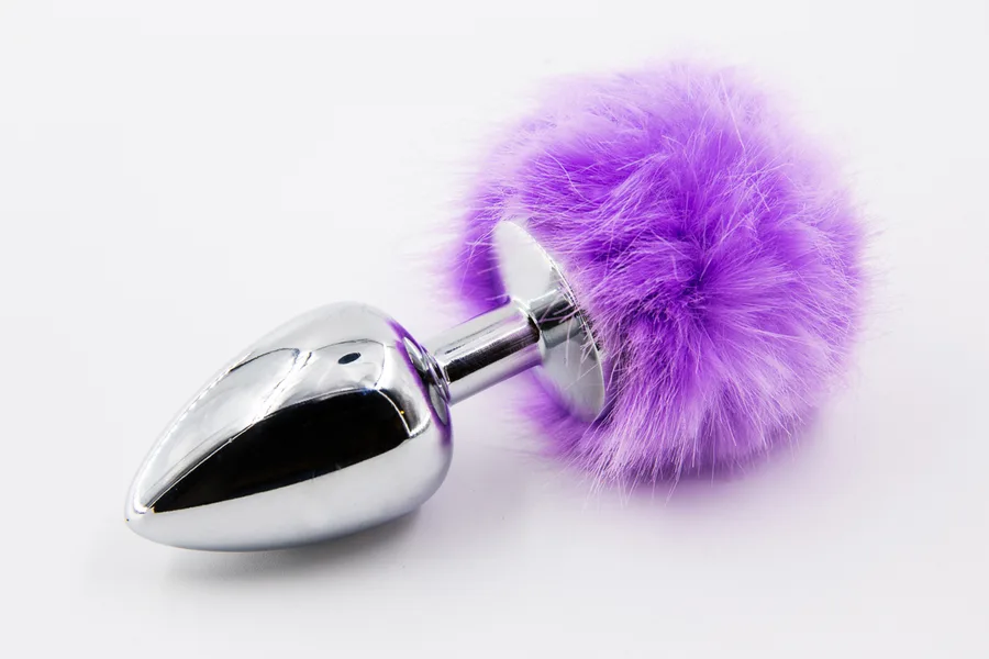 Хвост зая метал L искусственный мех фиолетовый