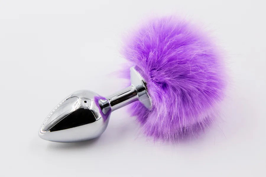 Хвост зая метал М искусственный мех фиолетовый