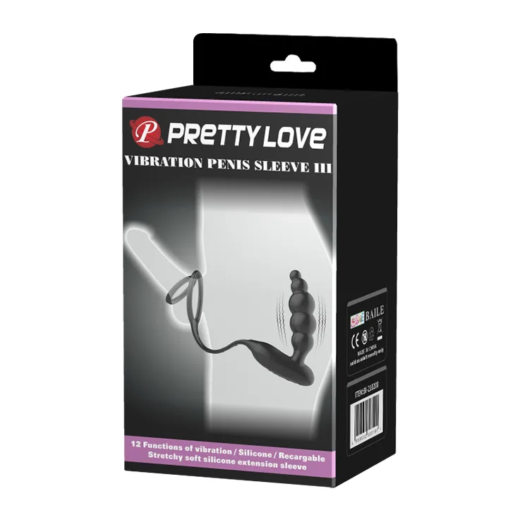 Ерекційне кільце з анальним стимулятором Pretty Love - VIBRATION PENIS SLEEVE III, BI-210200