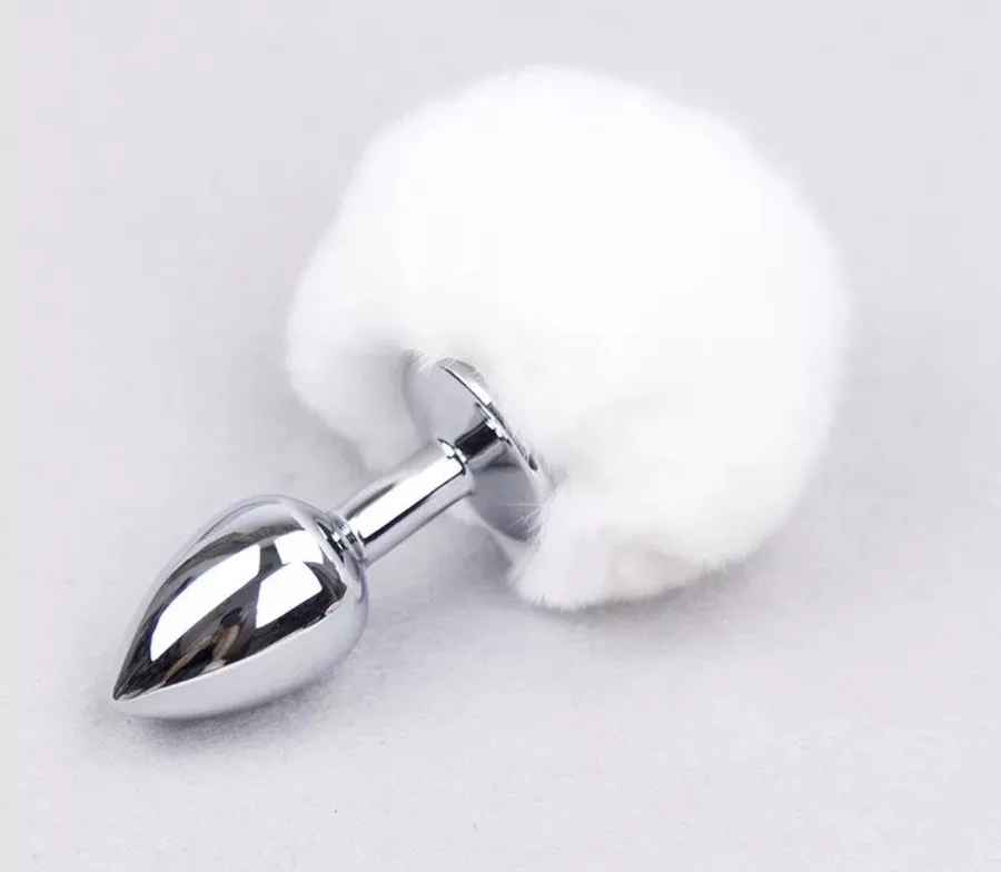 Хвост зая S металл белый