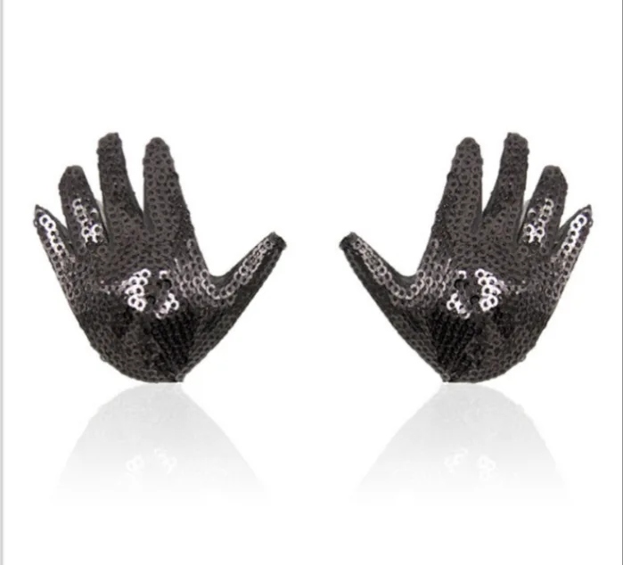 Наклейки на соски ладонь черные RT013