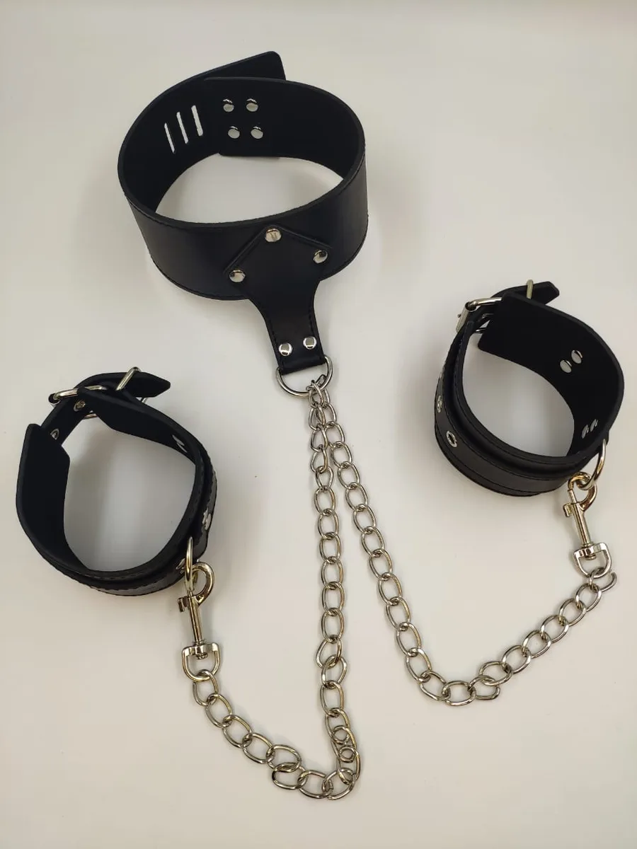 Ошейник с наручниками и цепью JQ-058