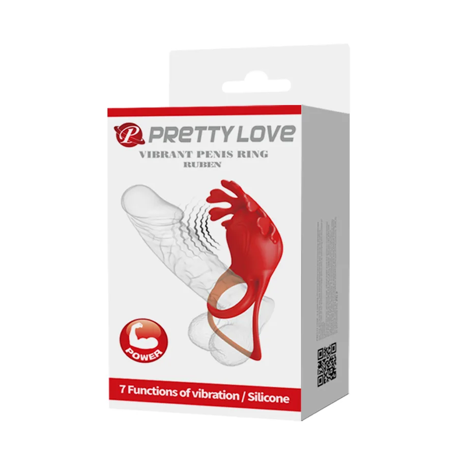 Ерекційне кільце Pretty Love VIBRANT PENIS RING RUBEN BI-210311 червоне