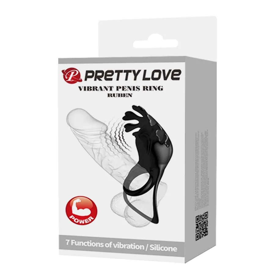 Кільце ерекційне Pretty Love VIBRANT PENIS RING RUBEN BI-210311-1 чорне