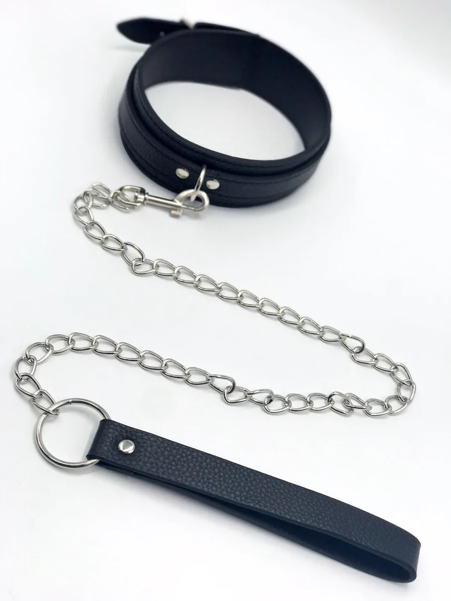 Ошейник с поводком серебристым JQ-044