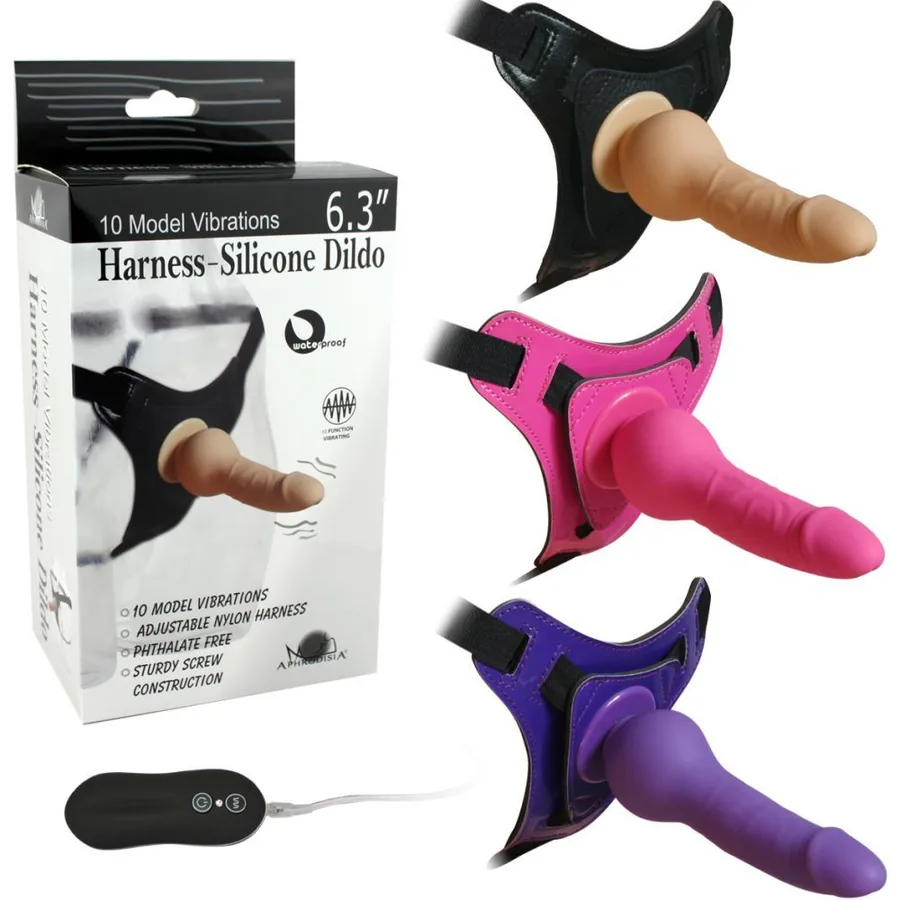 Aphrodisia страпон Harness-Silicone Dildo 6.3 вибро 92005,телесный (Повреждена коробка)
